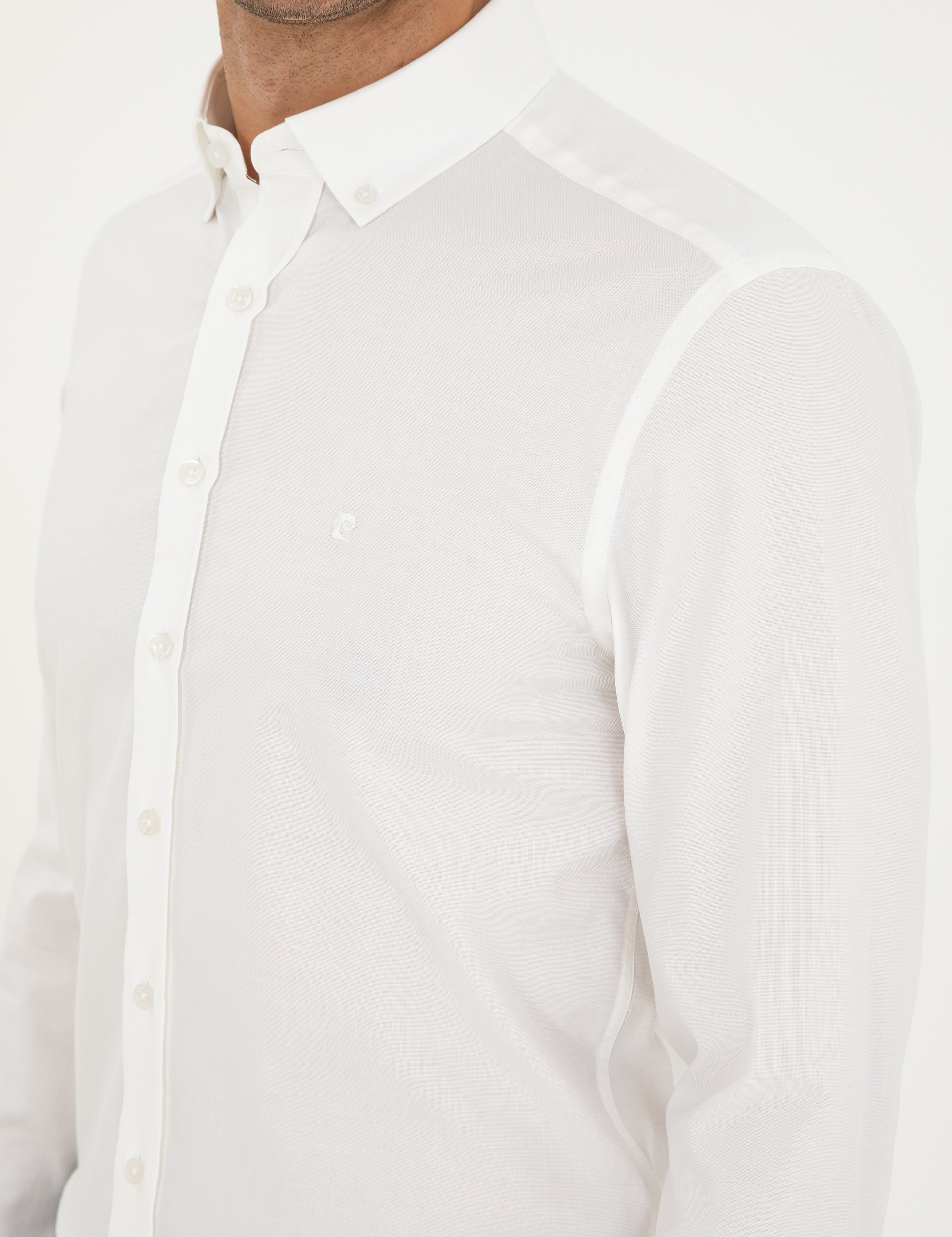 Beyaz Slim Fit Uzun Kollu Gömlek - Image 7