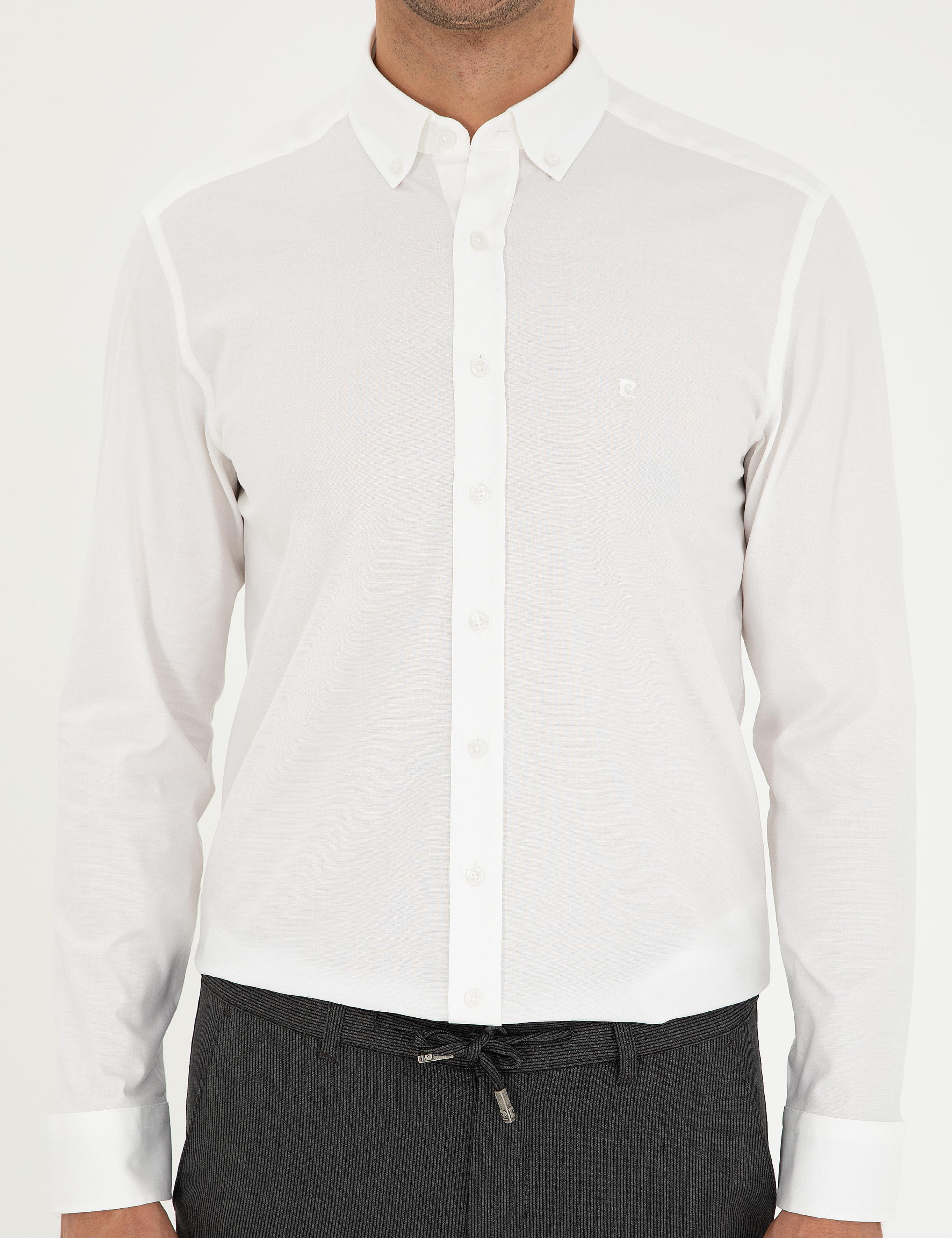 Beyaz Slim Fit Uzun Kollu Gömlek