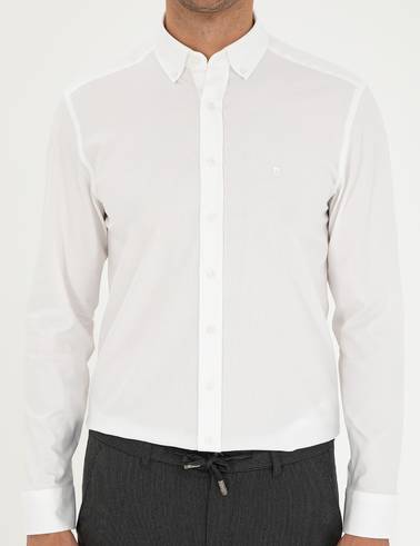 Beyaz Slim Fit Uzun Kollu Gömlek