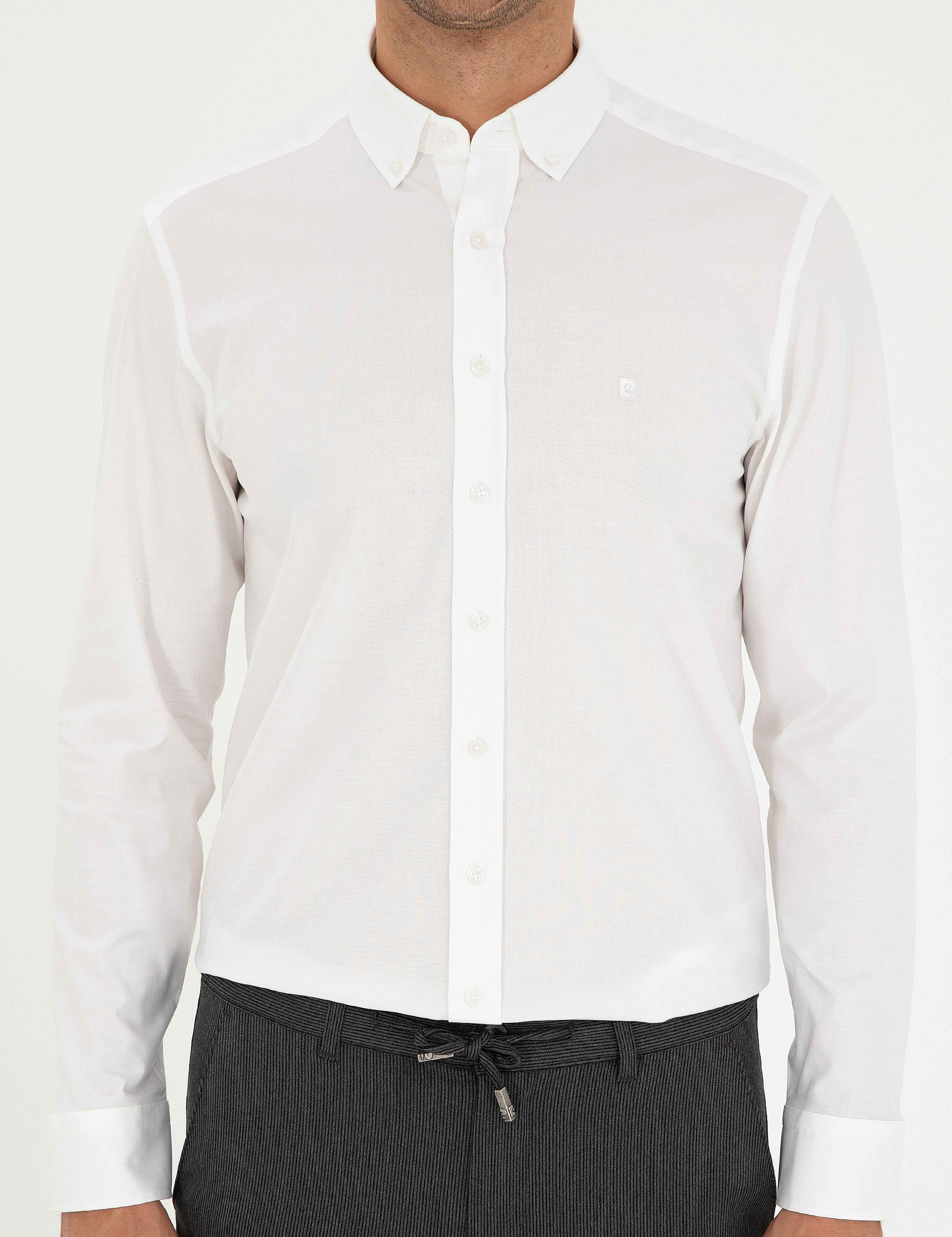 Beyaz Slim Fit Uzun Kollu Gömlek - Image 6