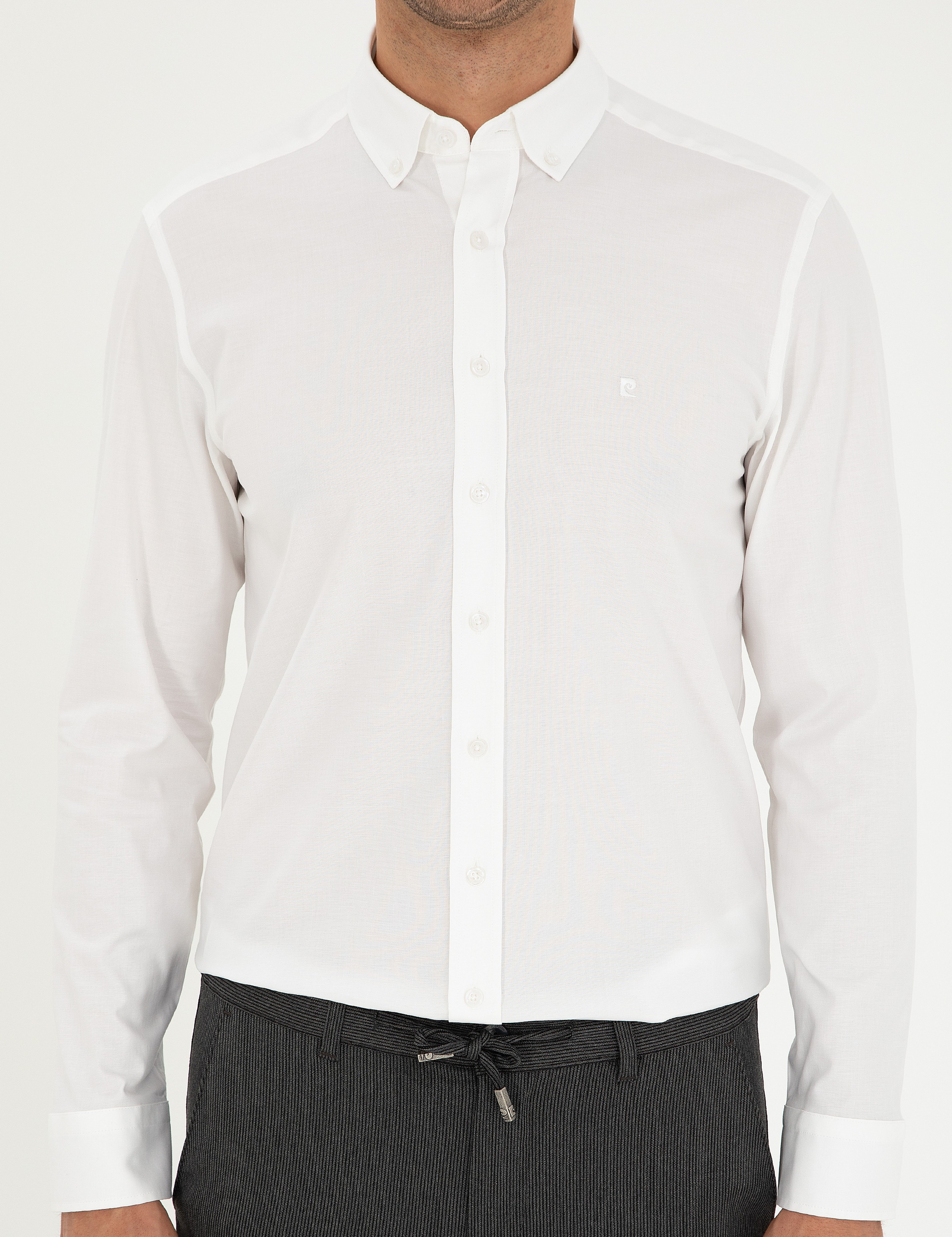 Beyaz Slim Fit Uzun Kollu Gömlek