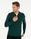 Yeşil Regular Fit Fermuarlı Polo Yaka Triko Kazak