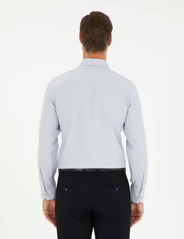 Gri Oxford Slim Fit Uzun Kollu Gömlek