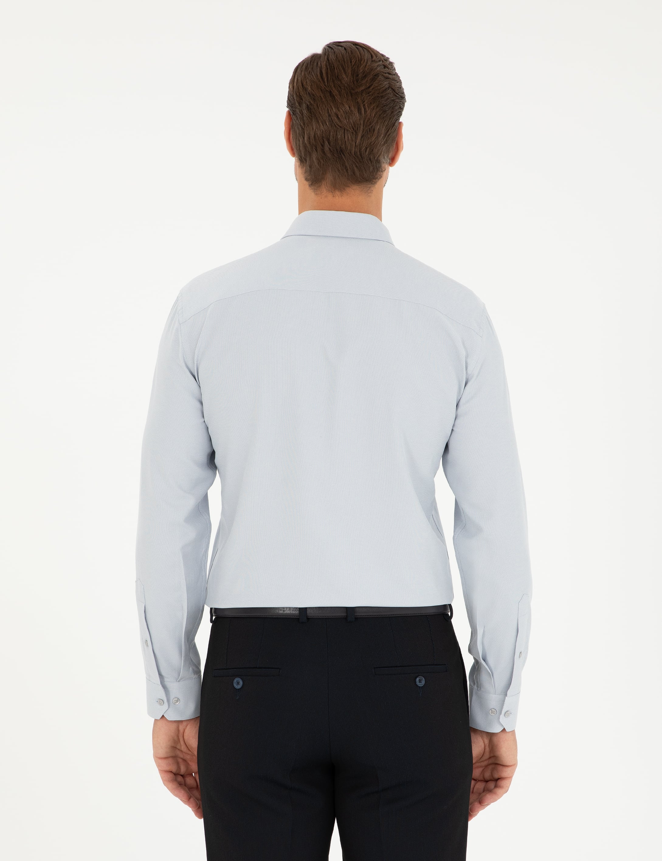 Gri Oxford Slim Fit Uzun Kollu Gömlek