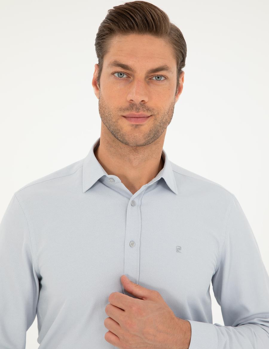 Gri Oxford Slim Fit Uzun Kollu Gömlek