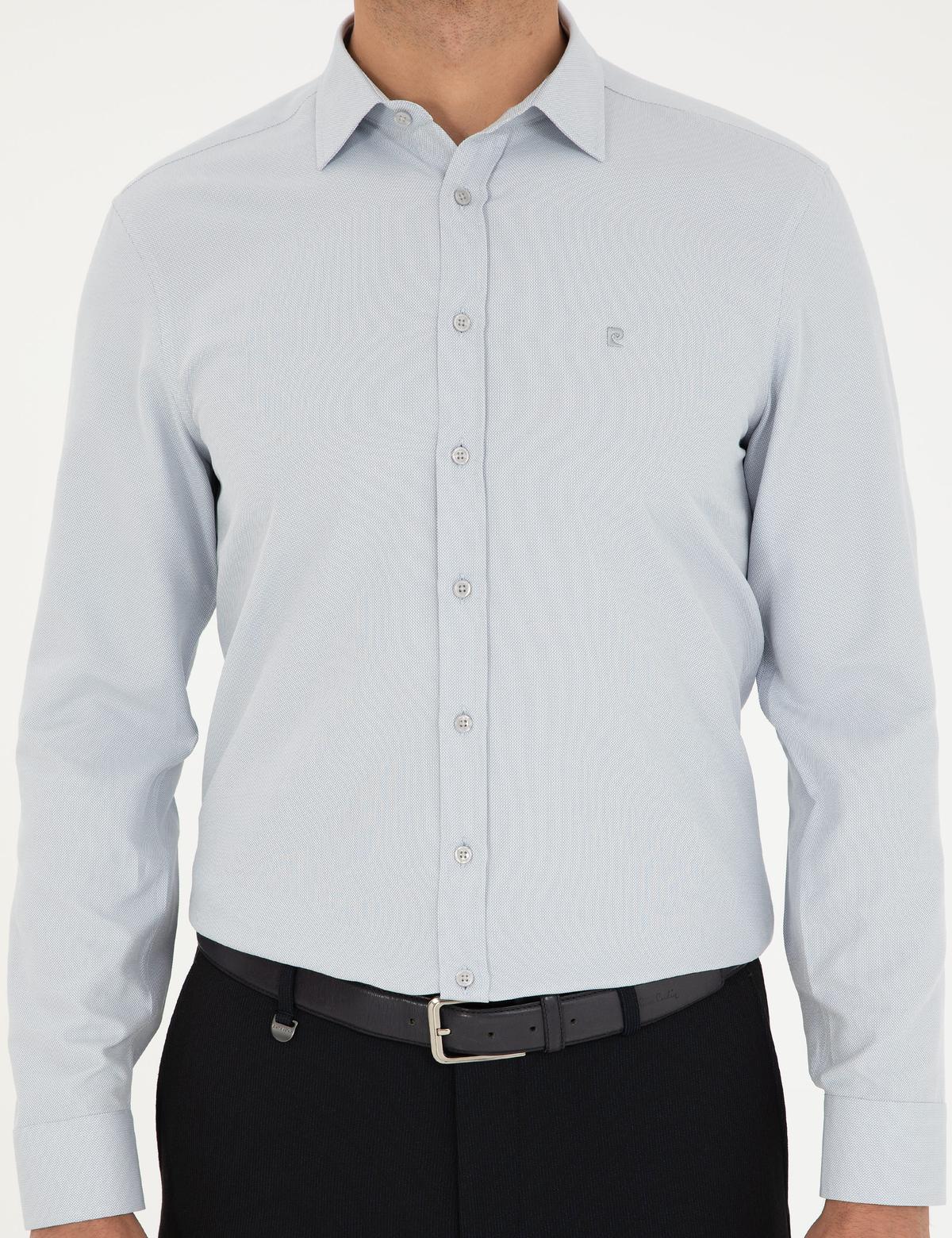 Gri Oxford Slim Fit Uzun Kollu Gömlek - 50292539043