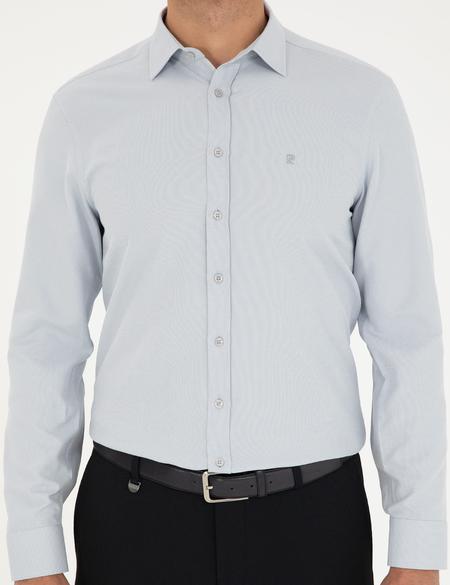 Gri Oxford Slim Fit Uzun Kollu Gömlek - 50292539043