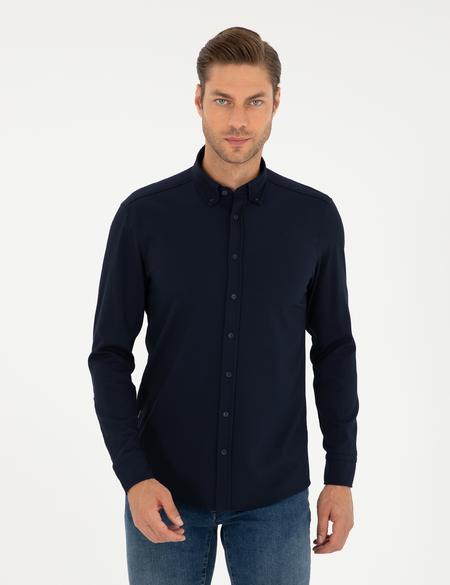 Lacivert Slim Fit Uzun Kollu Gömlek - 50292079032