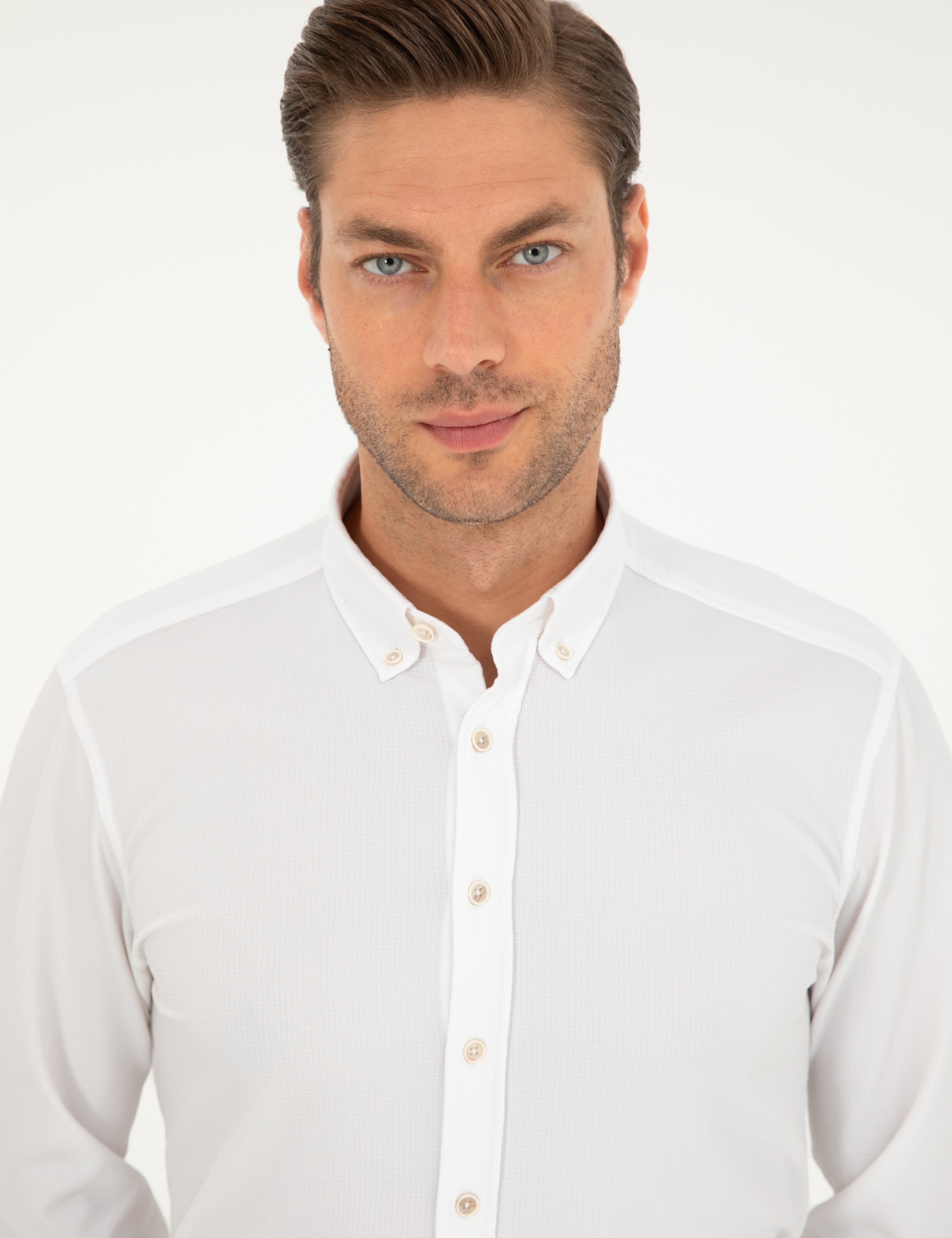 Beyaz Slim Fit Uzun Kollu Gömlek