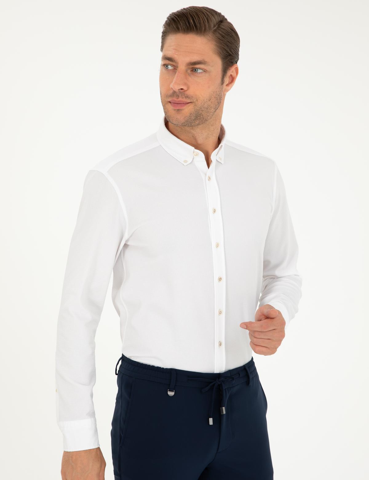 Beyaz Slim Fit Uzun Kollu Gömlek - 50292079022