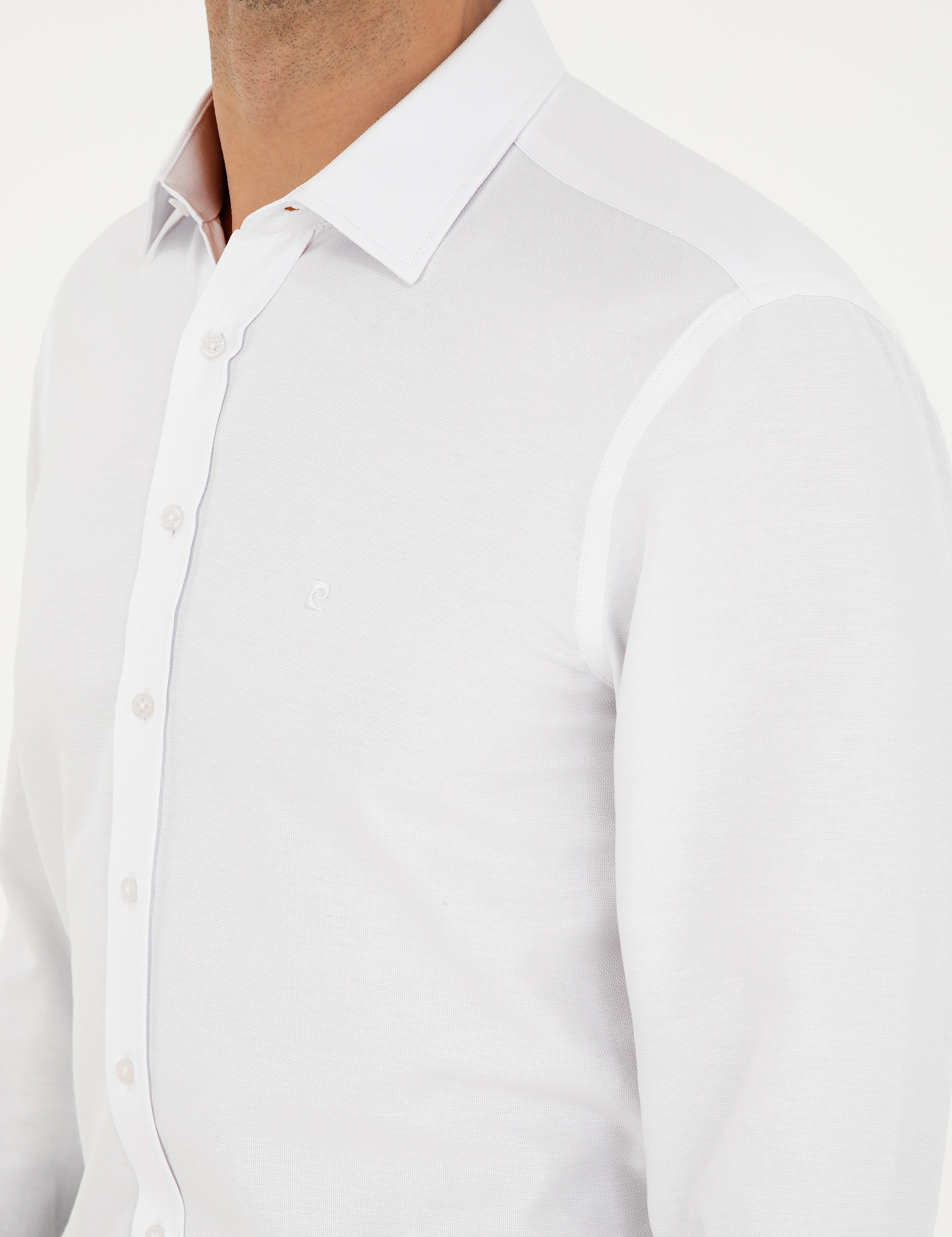 Beyaz Oxford Slim Fit Uzun Kollu Gömlek - Image 7