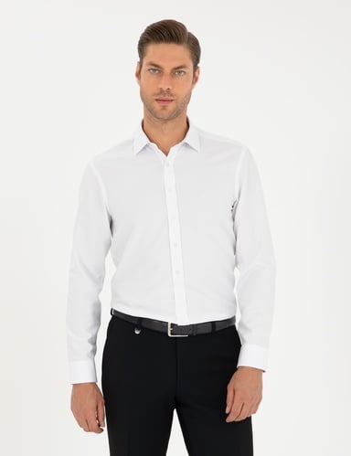 Beyaz Oxford Slim Fit Uzun Kollu Gömlek