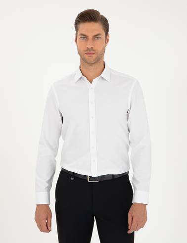 Beyaz Oxford Slim Fit Uzun Kollu Gömlek