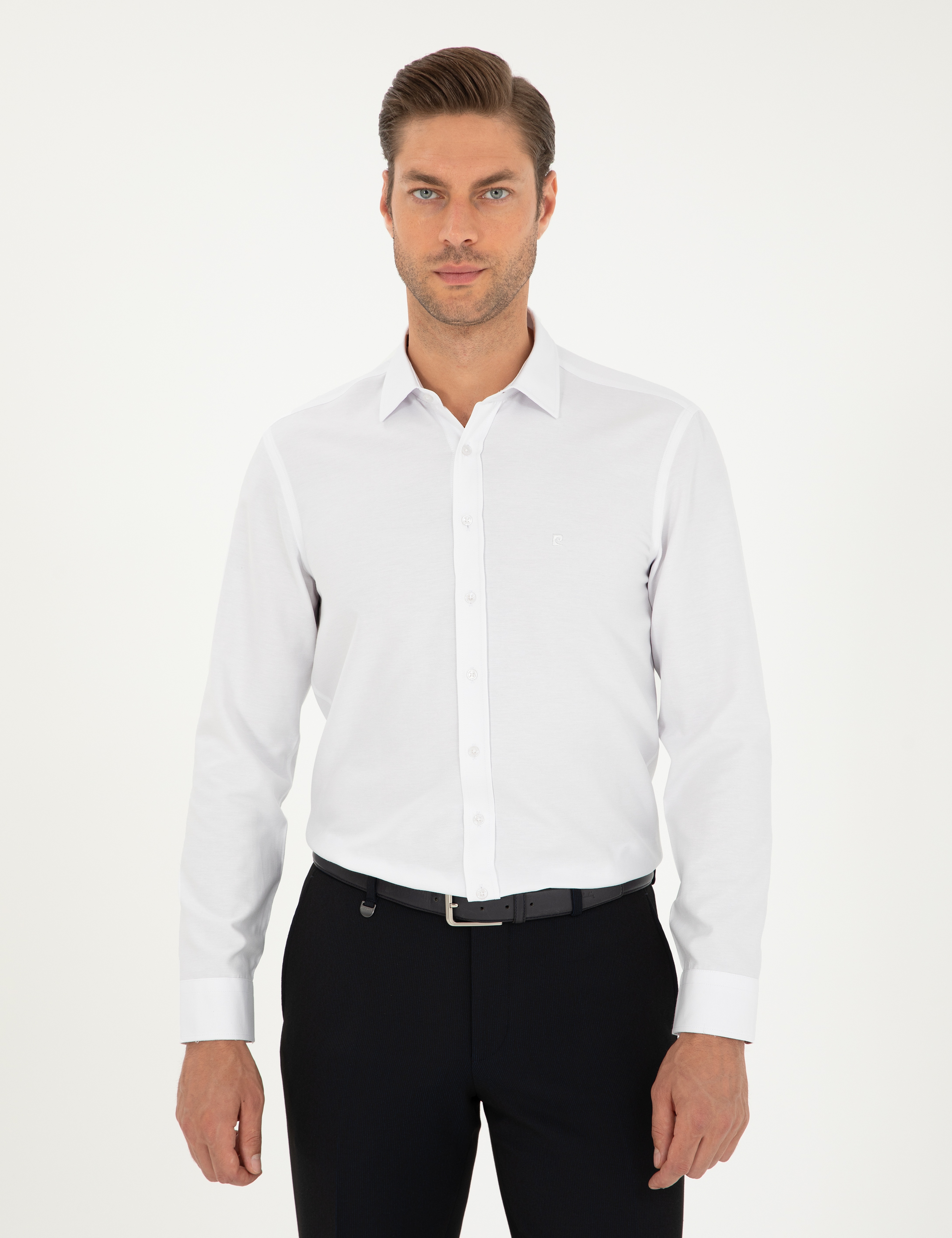 Beyaz Oxford Slim Fit Uzun Kollu Gömlek - Image 3