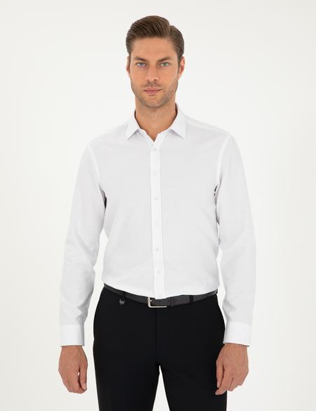 Beyaz Oxford Slim Fit Uzun Kollu Gömlek - 50292539024