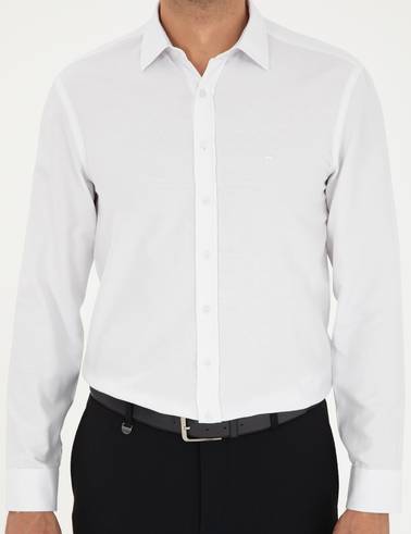 Beyaz Oxford Slim Fit Uzun Kollu Gömlek