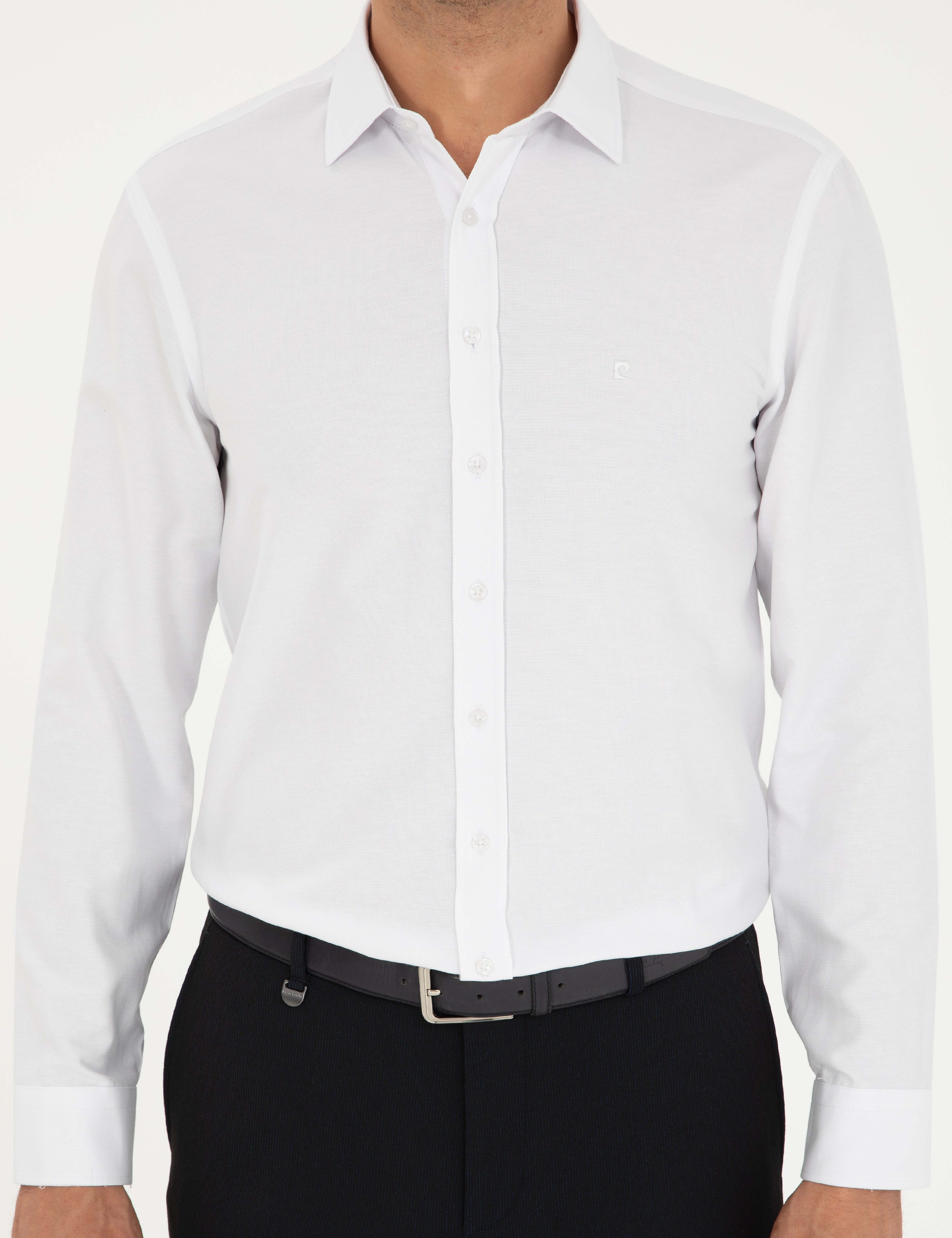 Beyaz Oxford Slim Fit Uzun Kollu Gömlek - Image 6