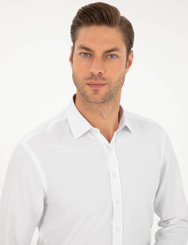 Beyaz Oxford Slim Fit Uzun Kollu Gömlek
