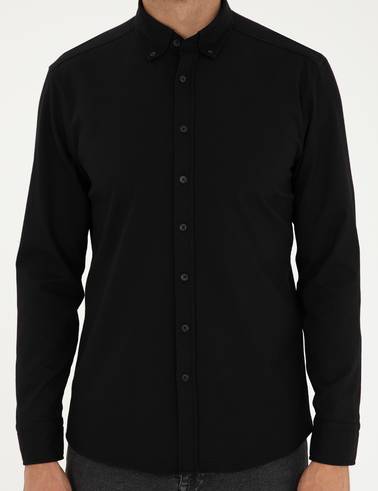 Siyah Slim Fit Uzun Kollu Gömlek