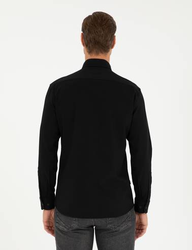 Siyah Slim Fit Uzun Kollu Gömlek