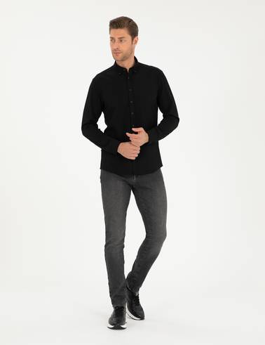 Siyah Slim Fit Uzun Kollu Gömlek