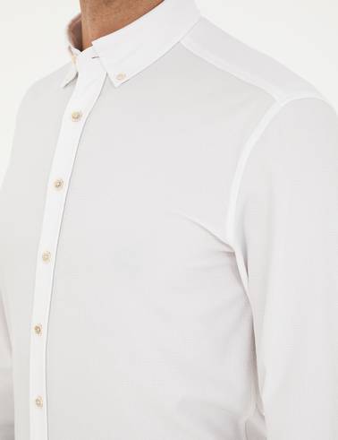 Beyaz Slim Fit Uzun Kollu Gömlek