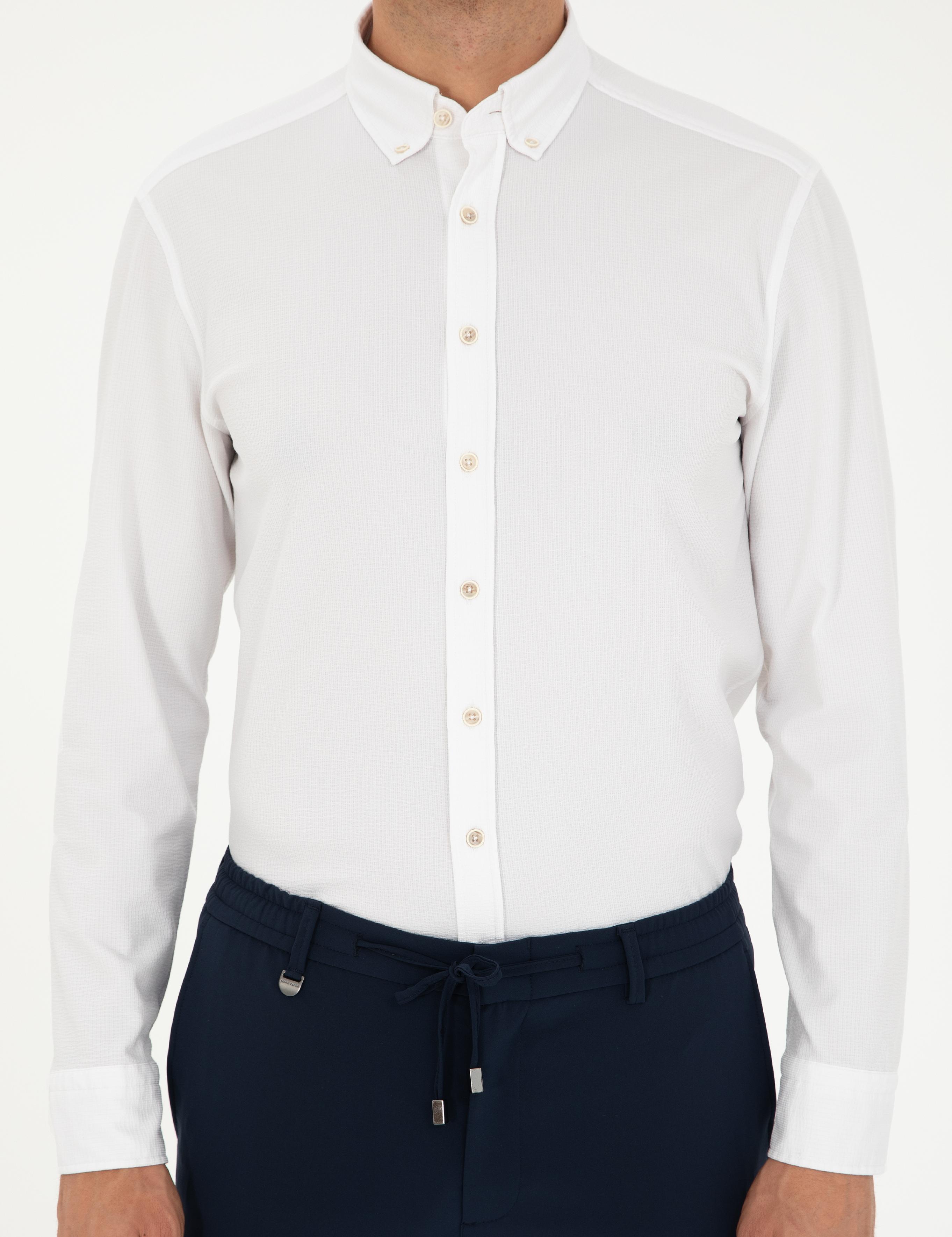 Beyaz Slim Fit Uzun Kollu Gömlek