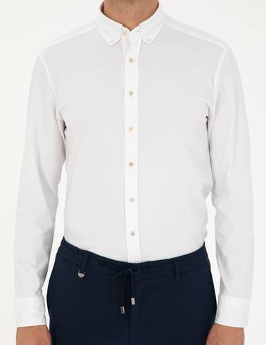 Beyaz Slim Fit Uzun Kollu Gömlek