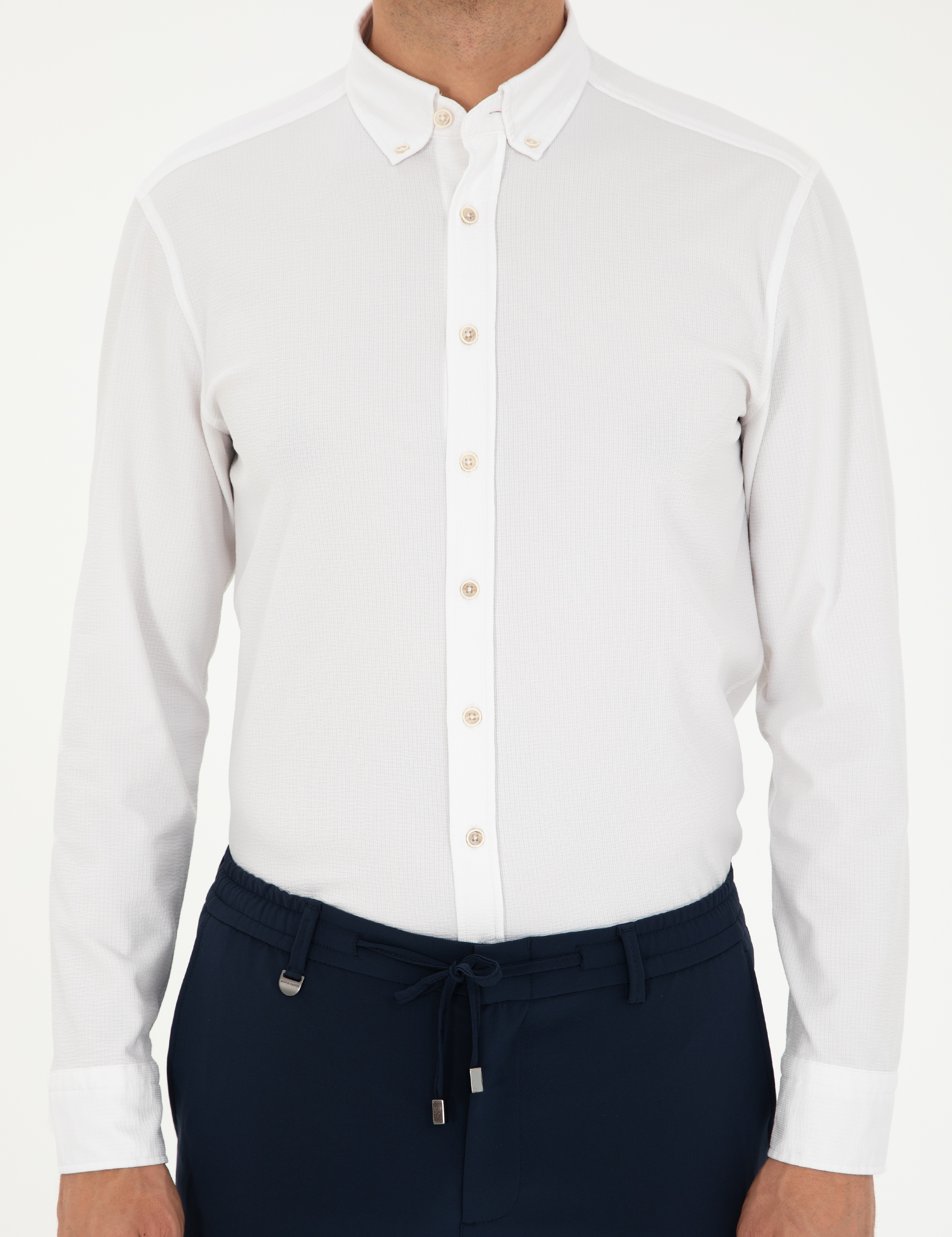 Beyaz Slim Fit Uzun Kollu Gömlek - Image 6