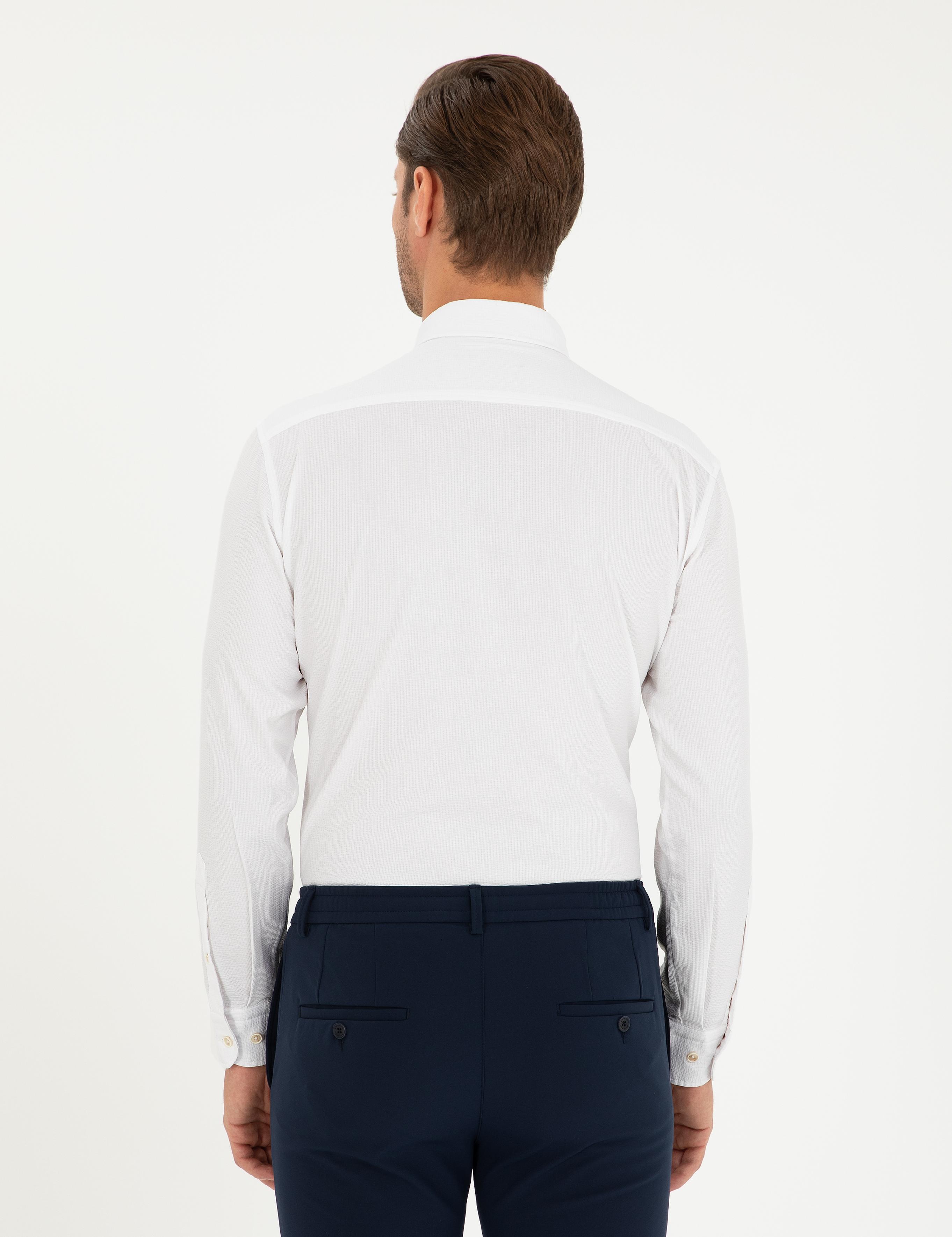 Beyaz Slim Fit Uzun Kollu Gömlek