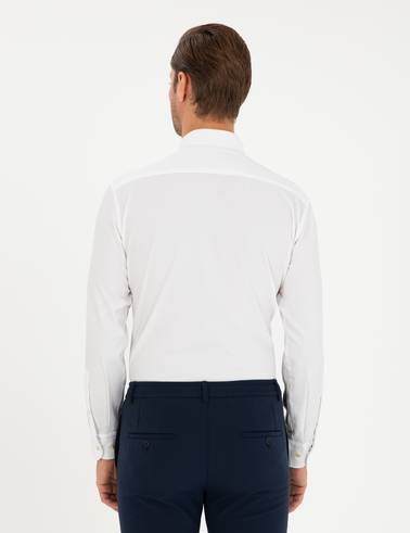 Beyaz Slim Fit Uzun Kollu Gömlek