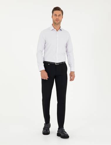 Mor Slim Fit Uzun Kollu Gömlek