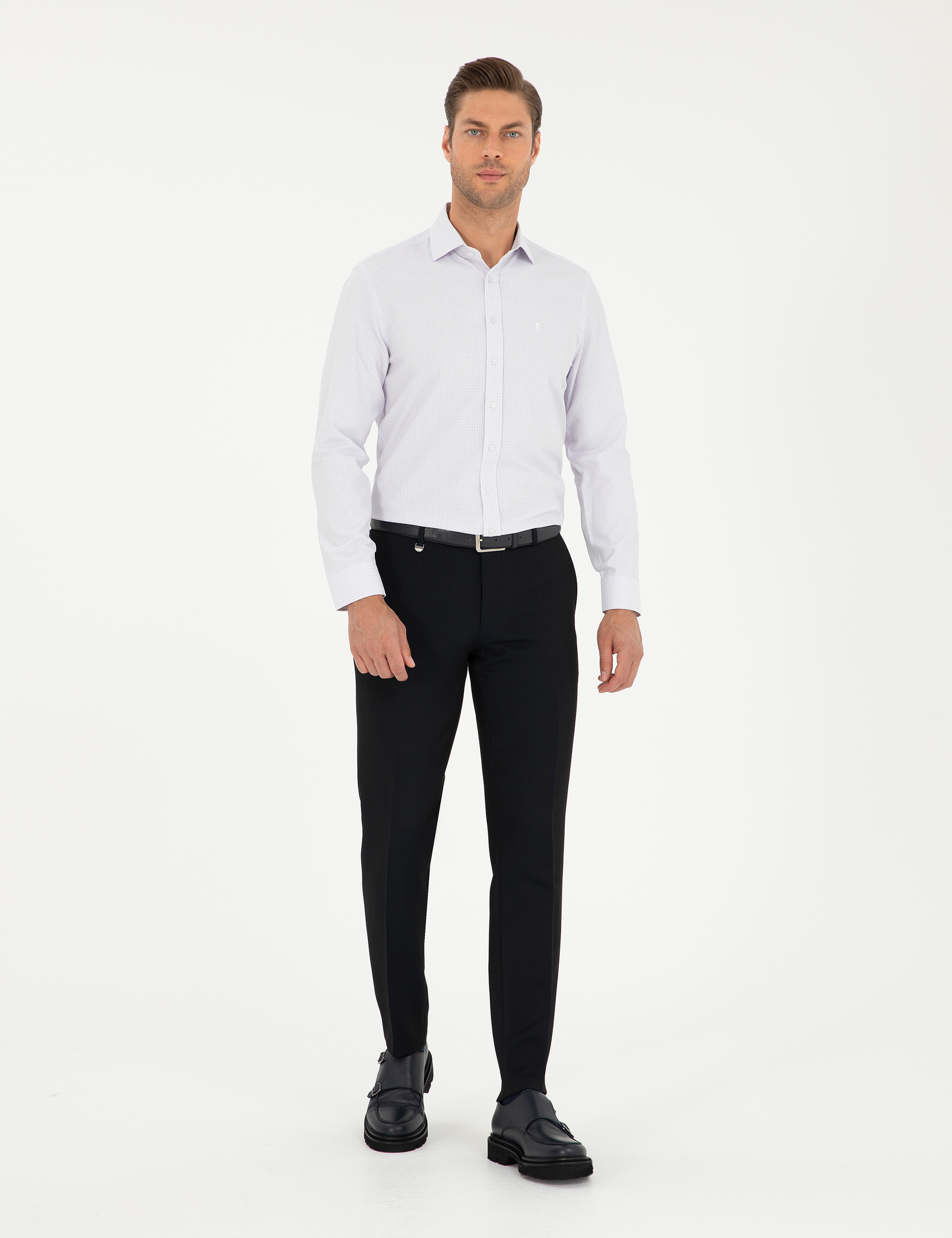 Mor Slim Fit Uzun Kollu Gömlek - Image 4
