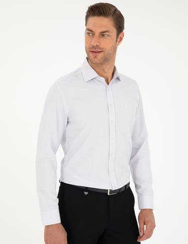 Mor Slim Fit Uzun Kollu Gömlek