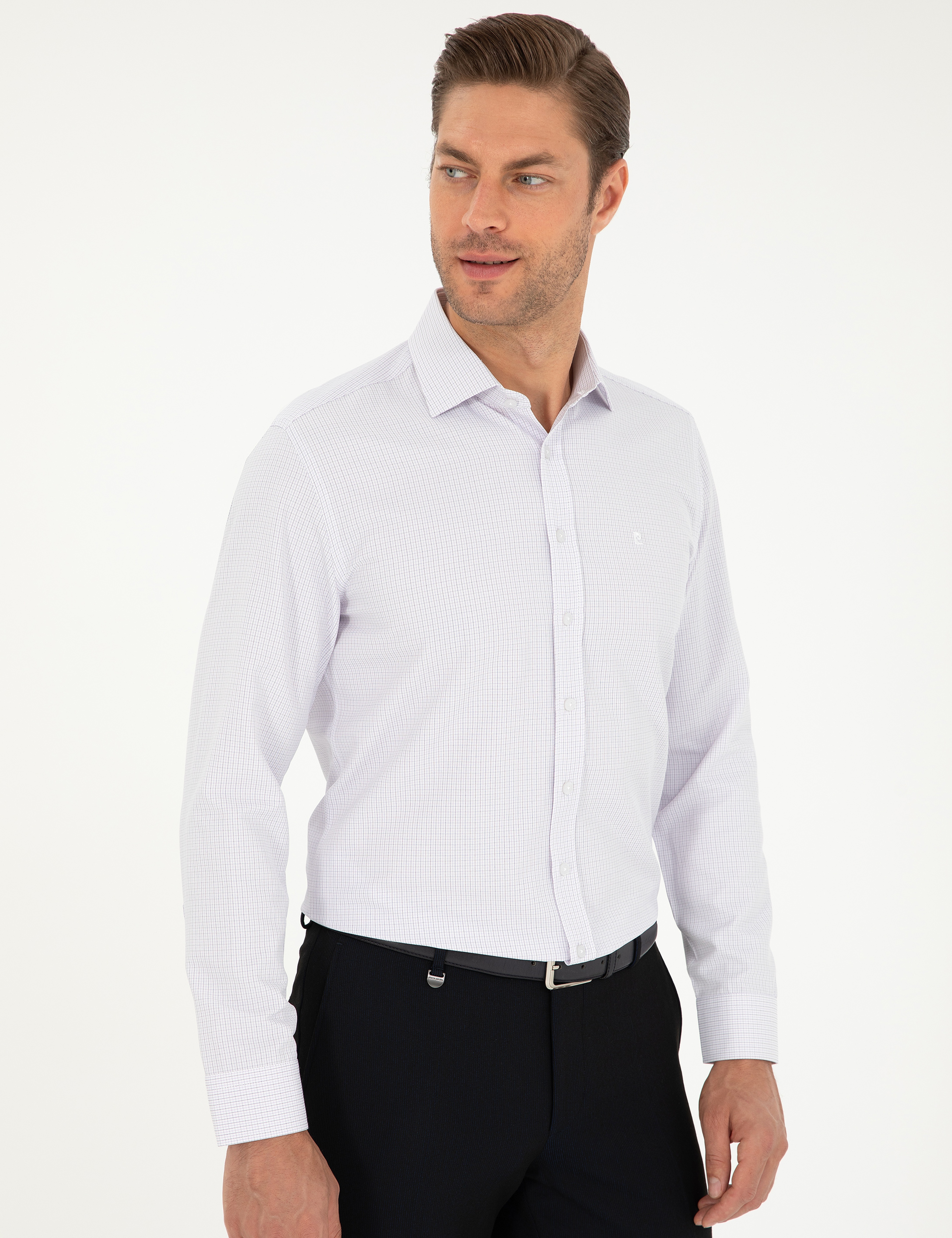Mor Slim Fit Uzun Kollu Gömlek - Image 3