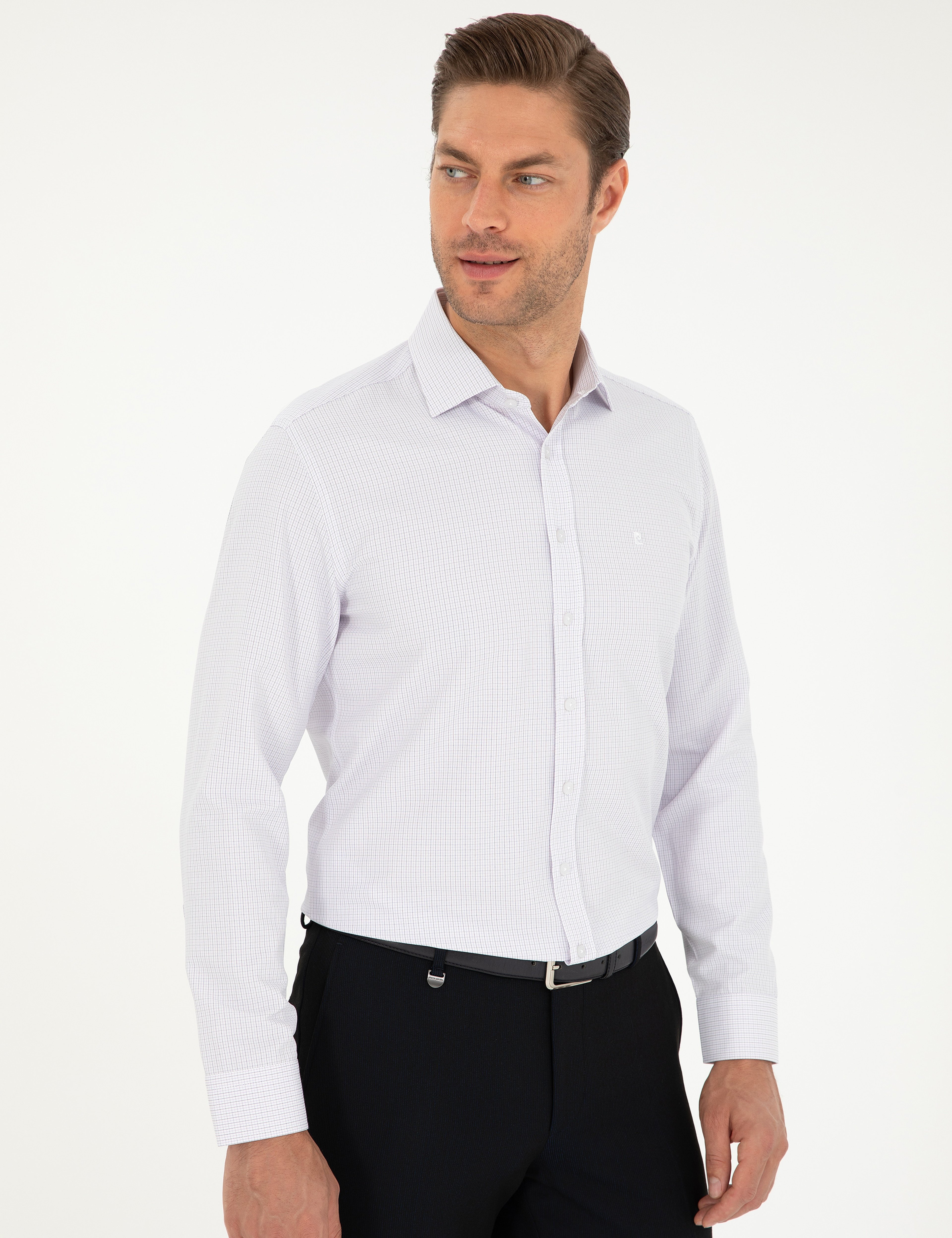 Mor Slim Fit Uzun Kollu Gömlek