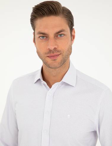 Mor Slim Fit Uzun Kollu Gömlek