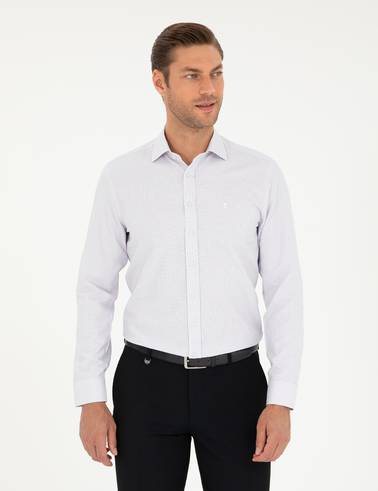 Mor Slim Fit Uzun Kollu Gömlek