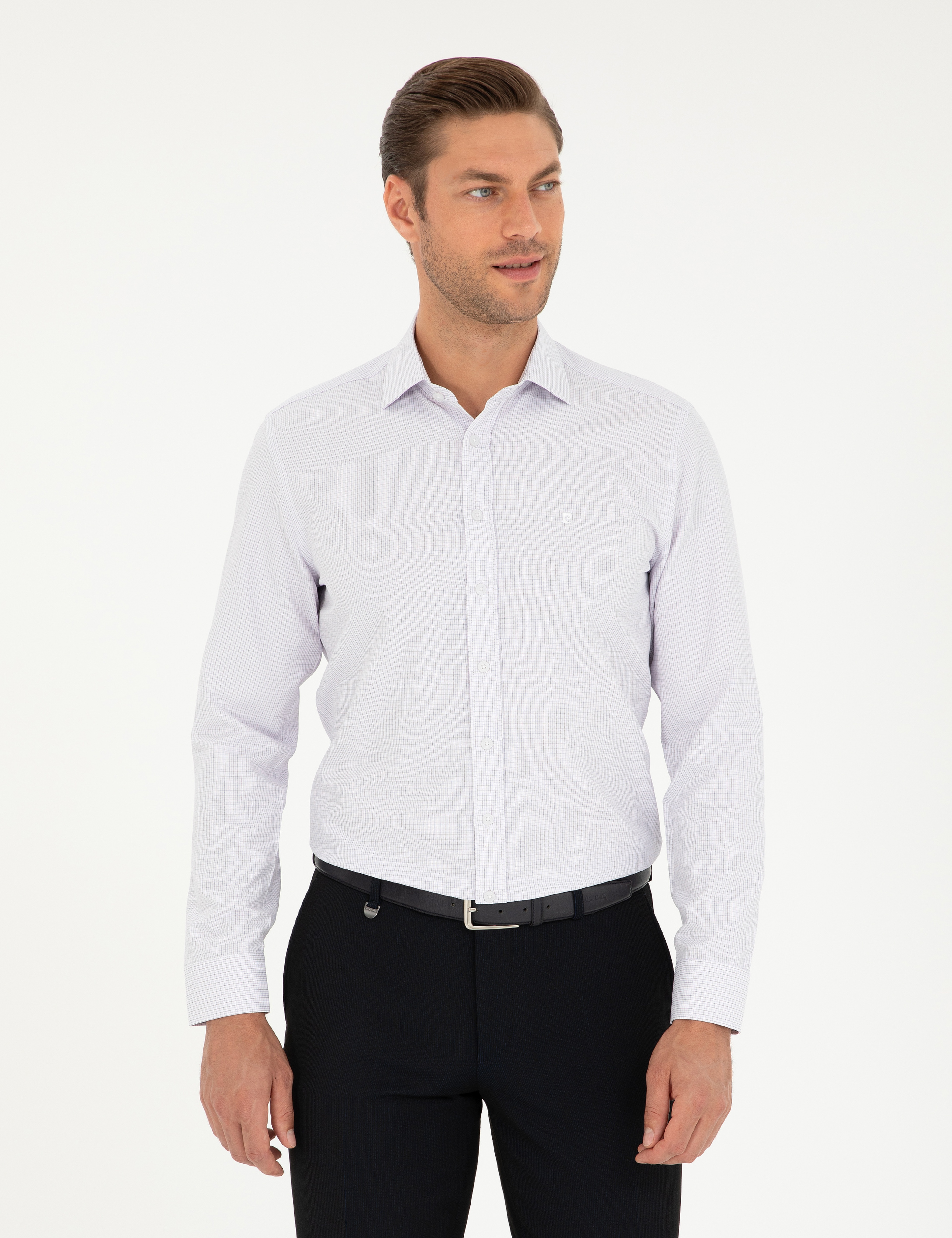 Mor Slim Fit Uzun Kollu Gömlek - Image 1
