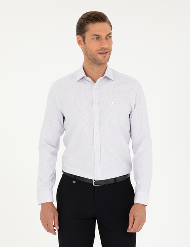 Mor Slim Fit Uzun Kollu Gömlek