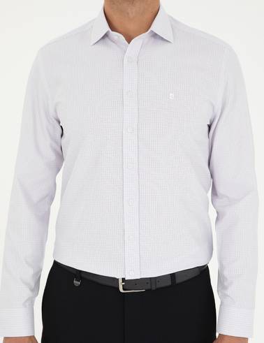 Mor Slim Fit Uzun Kollu Gömlek