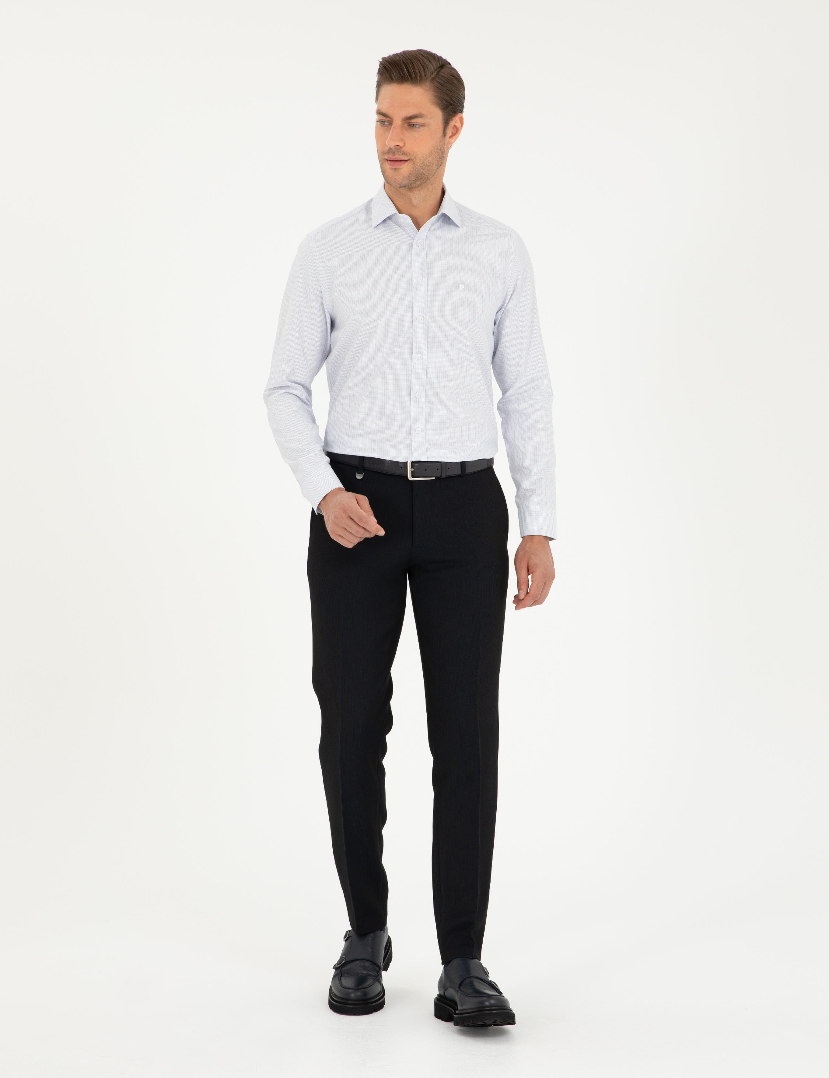 Lacivert Slim Fit Uzun Kollu Gömlek