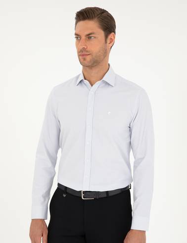 Lacivert Slim Fit Uzun Kollu Gömlek