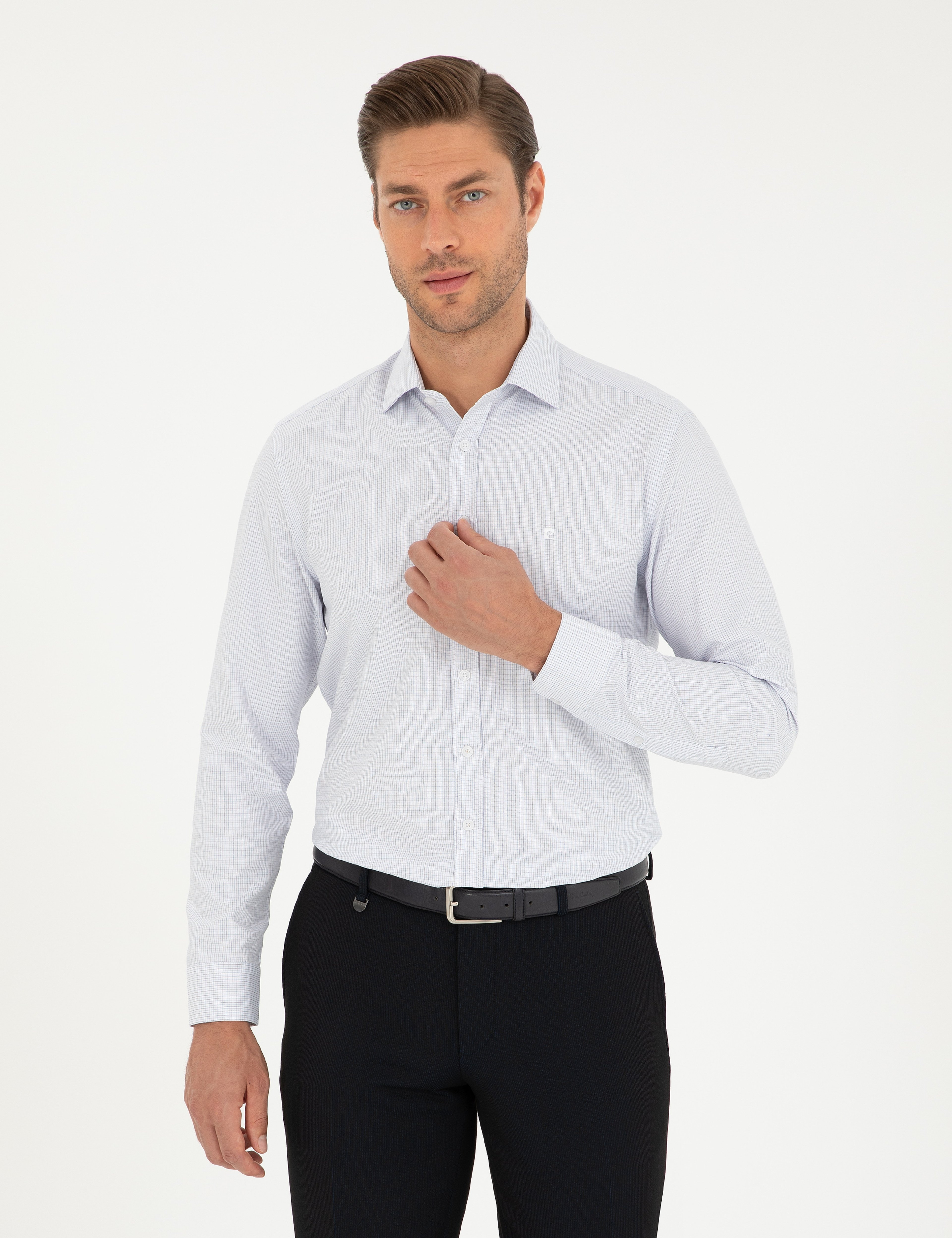 Lacivert Slim Fit Uzun Kollu Gömlek - Image 1