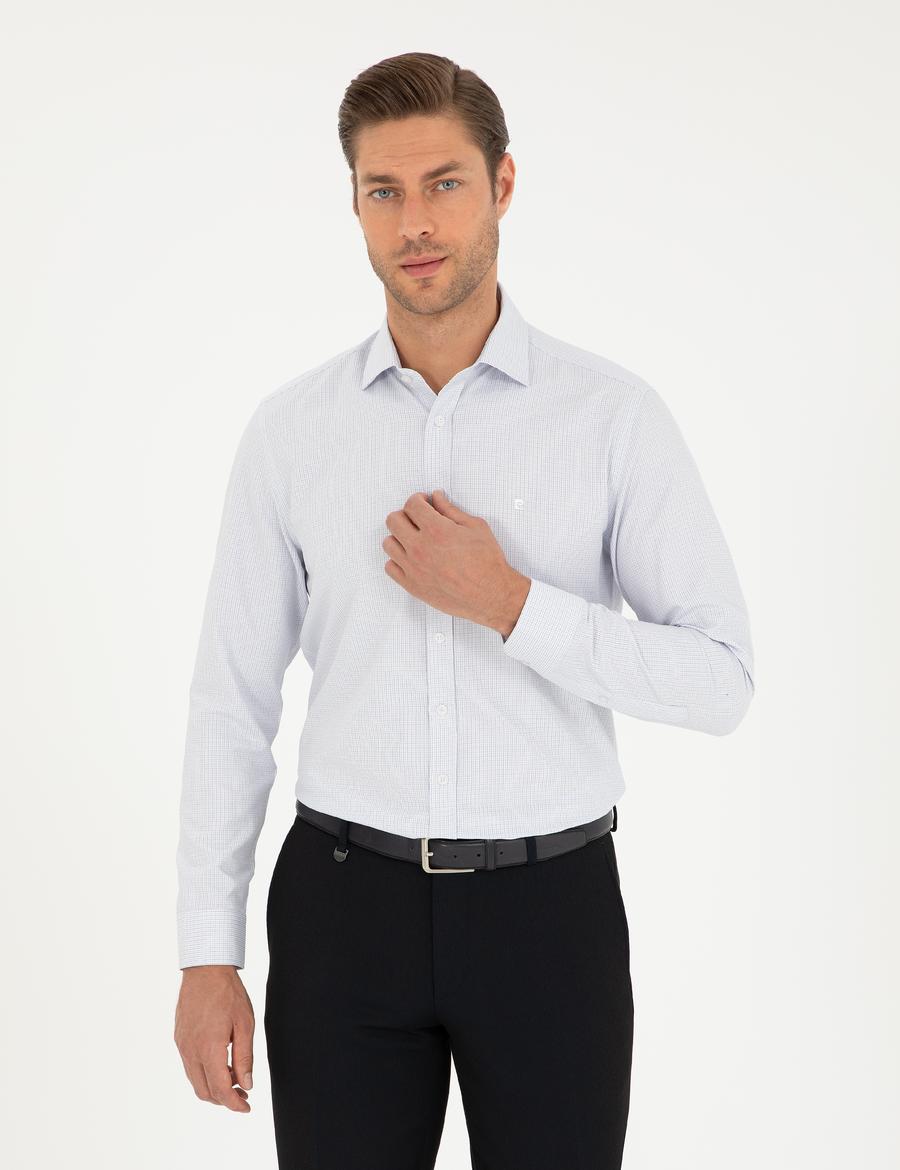 Lacivert Slim Fit Uzun Kollu Gömlek