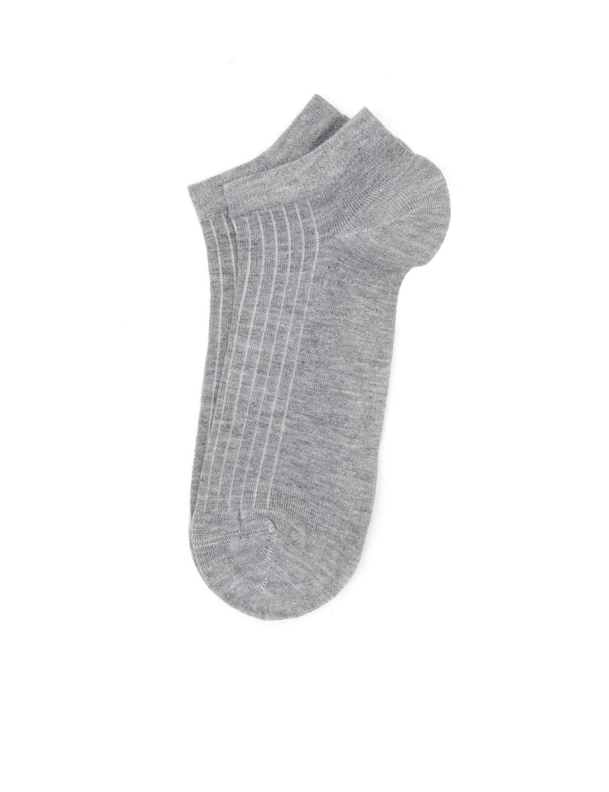 Erkek Bambu Karışımlı Gri Patik Desenli Çorap - 50299897003