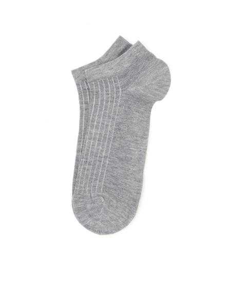 Erkek Bambu Karışımlı Gri Patik Desenli Çorap - 50299897003