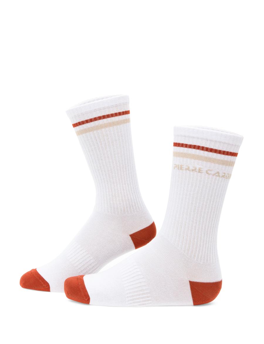 Erkek Pamuk Karışımlı Beyaz Soket Desenli Çorap