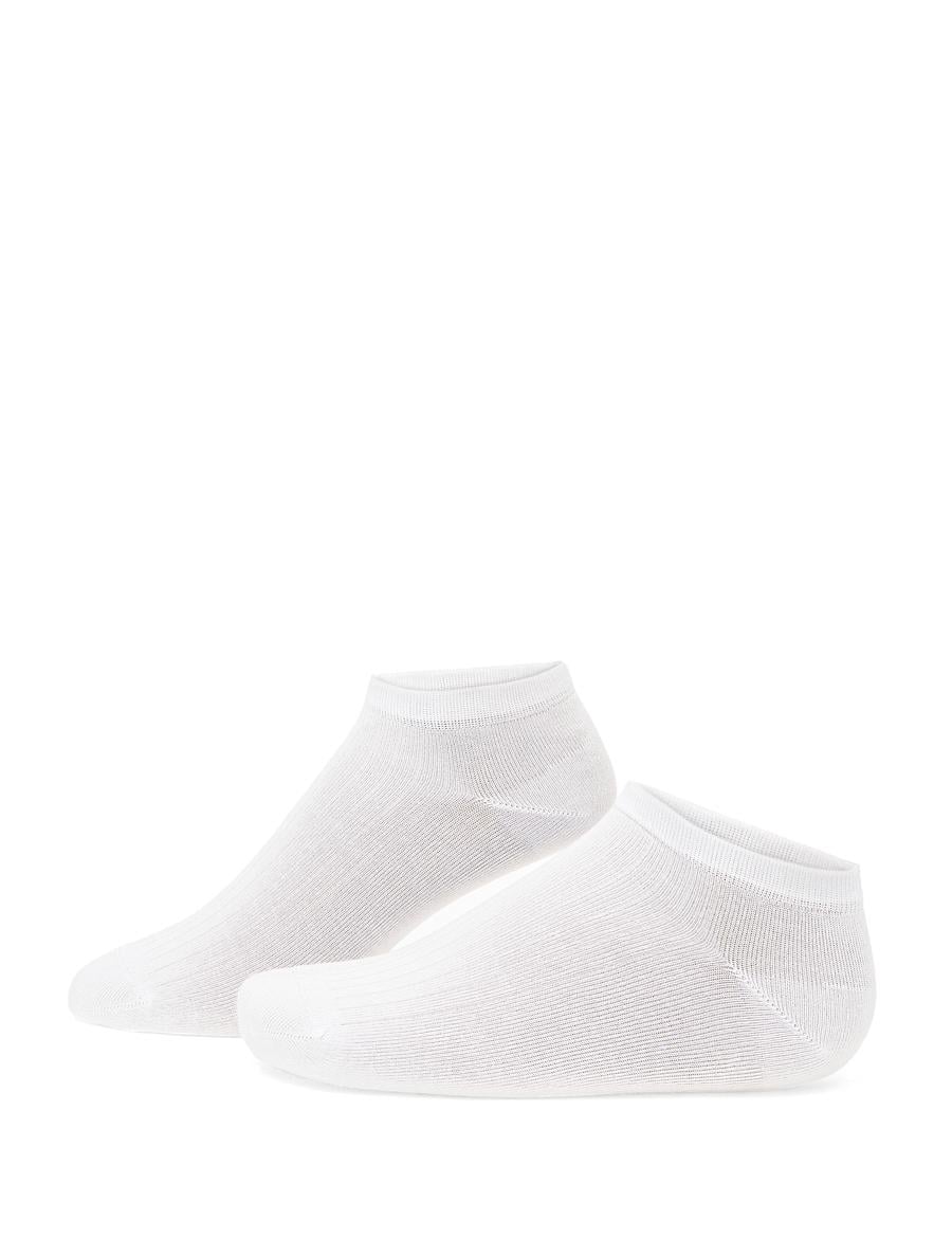 Erkek Bambu Karışımlı Beyaz Patik Desenli Çorap