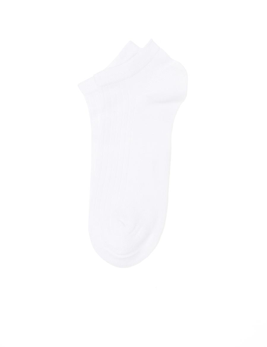 Erkek Bambu Karışımlı Beyaz Patik Desenli Çorap